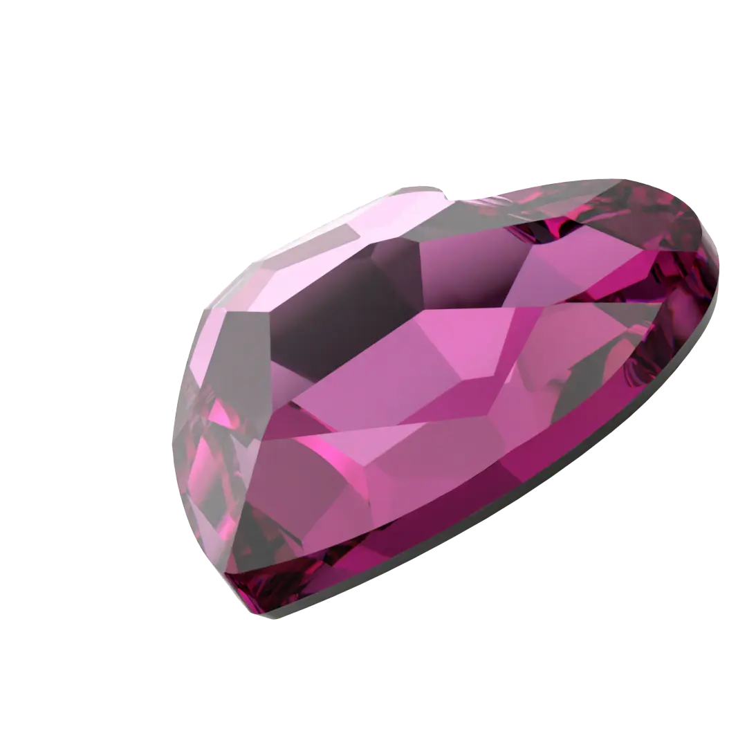 Swarovski Flat Back Crystals Non Hotfix Heart (2808) Dark Rose - Bluestreak Crystals