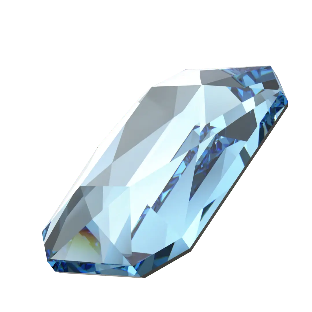 Serinity Flat Back Crystals Non Hotfix Emerald Cut (2602) Aquamarine - Bluestreak Crystals