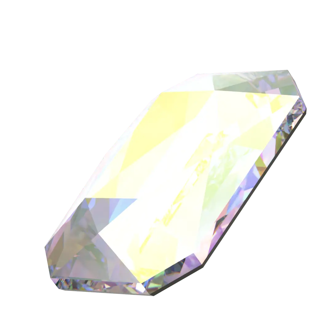 Serinity Flat Back Crystals Non Hotfix Emerald Cut (2602) Crystal AB - Bluestreak Crystals