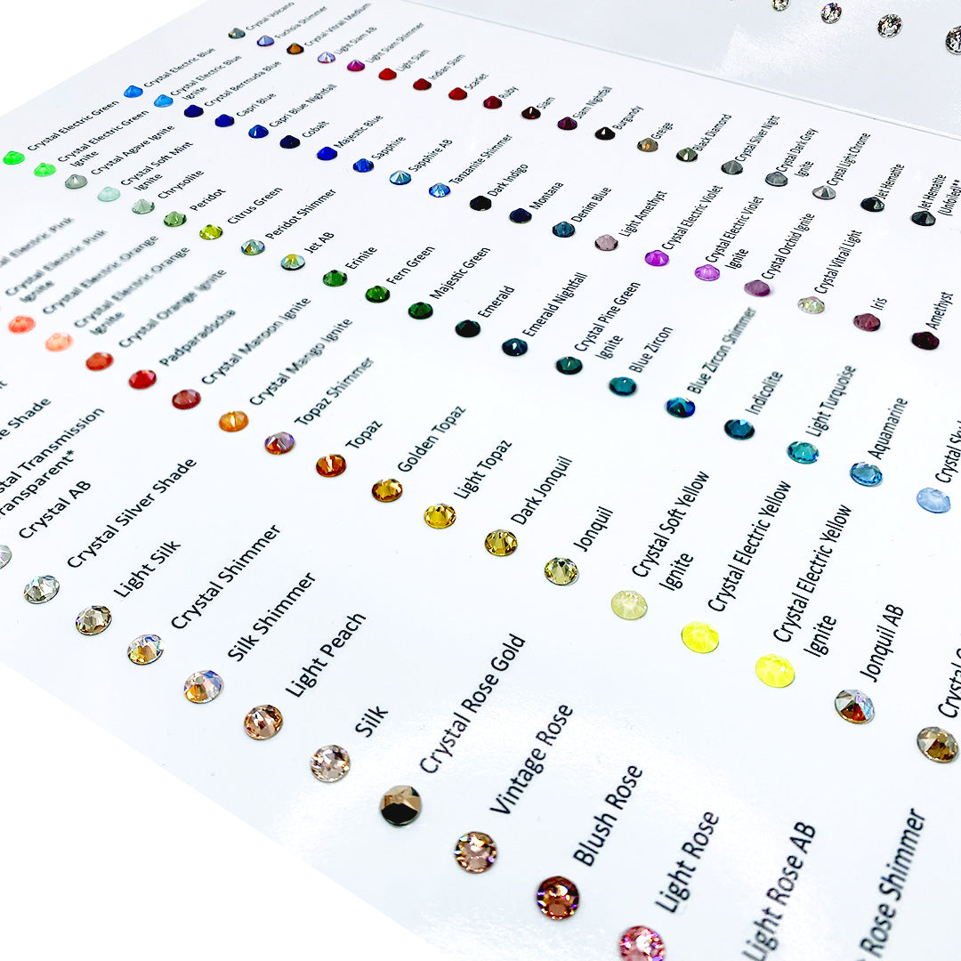 Serinity Rhinestones Colour Chart - Bluestreak Crystals