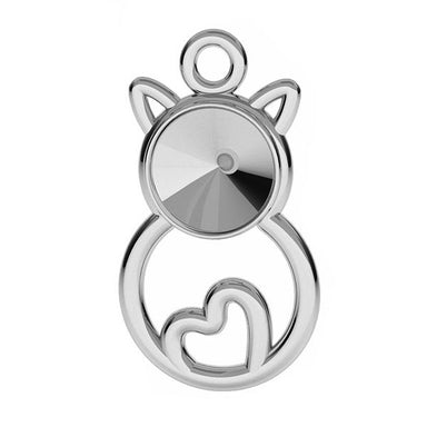 Sterling Silver (925) Cat Pendant Setting for Rivoli Chatons SS29 - Bluestreak Crystals