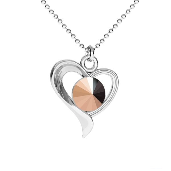 Sterling Silver (925) Heart Rivoli Pendant Setting SS29 - Bluestreak Crystals