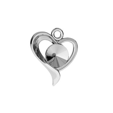 Sterling Silver (925) Heart Rivoli Pendant Setting SS29 - Bluestreak Crystals