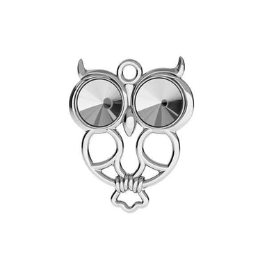 Sterling Silver (925) Owl Pendant Setting For Rivoli Chatons SS29 - Bluestreak Crystals