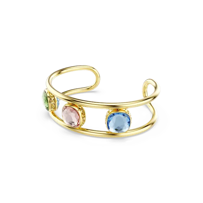 Swarovski Chroma Cuff Cushion Cut Green Gold-Tone Plated - Bluestreak Crystals