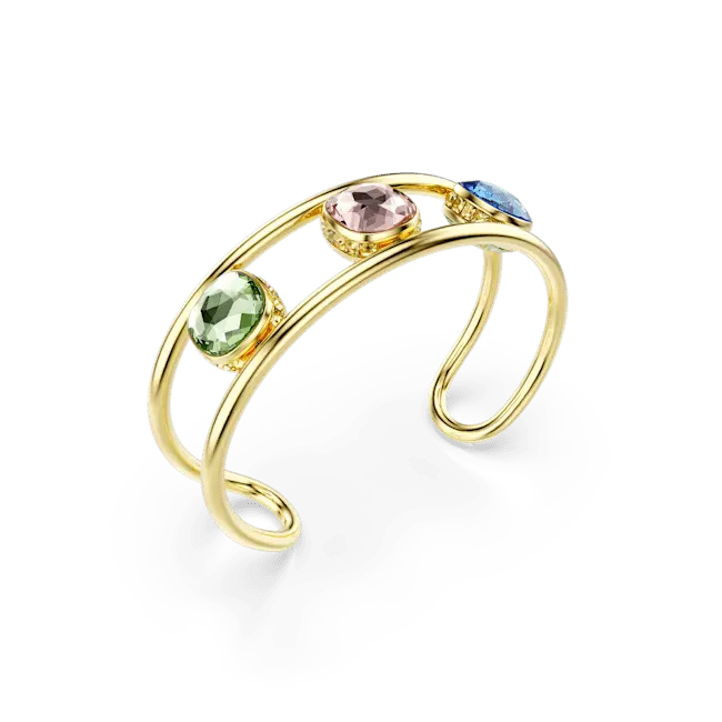 Swarovski Chroma Cuff Cushion Cut Green Gold-Tone Plated - Bluestreak Crystals