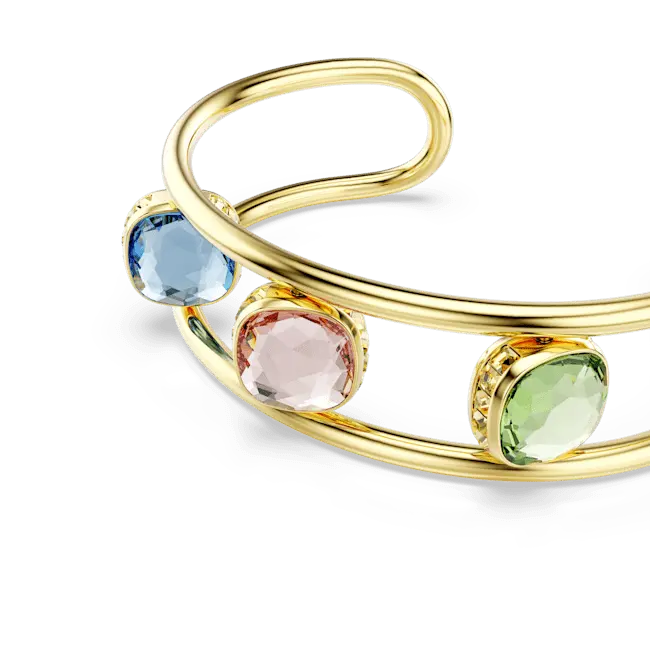Swarovski Chroma Cuff Cushion Cut Green Gold-Tone Plated - Bluestreak Crystals