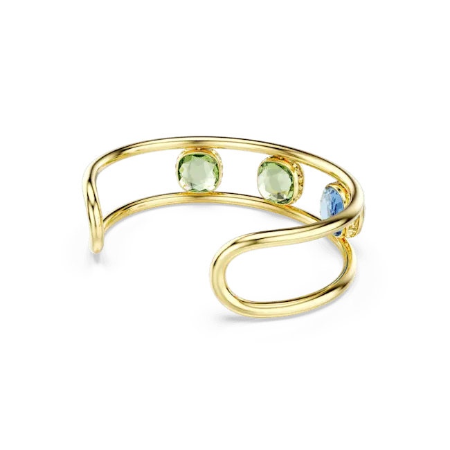 Swarovski Chroma Cuff Cushion Cut Green Gold-Tone Plated - Bluestreak Crystals