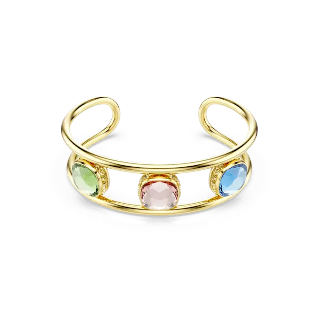 Swarovski Chroma Cuff Cushion Cut Green Gold-Tone Plated - Bluestreak Crystals