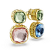 Swarovski Chroma Drop Earrings Cushion Cut Multicoloured Gold-Tone Plated - Bluestreak Crystals