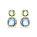 Swarovski Chroma Drop Earrings Cushion Cut Multicoloured Gold-Tone Plated - Bluestreak Crystals