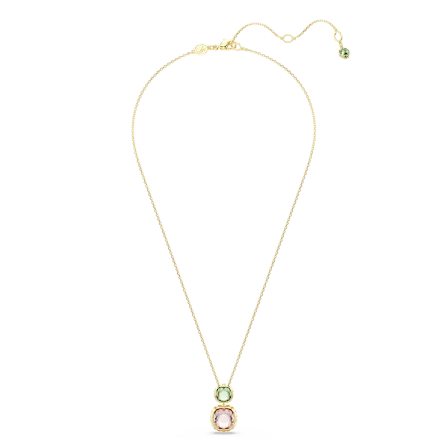 Swarovski Chroma Pendant Cushion Cut Multicolored Gold-Tone Plated - Bluestreak Crystals