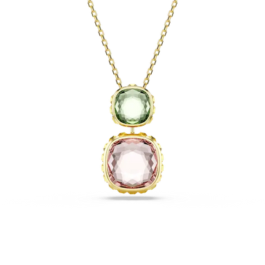 Swarovski Chroma Pendant Cushion Cut Multicolored Gold-Tone Plated - Bluestreak Crystals