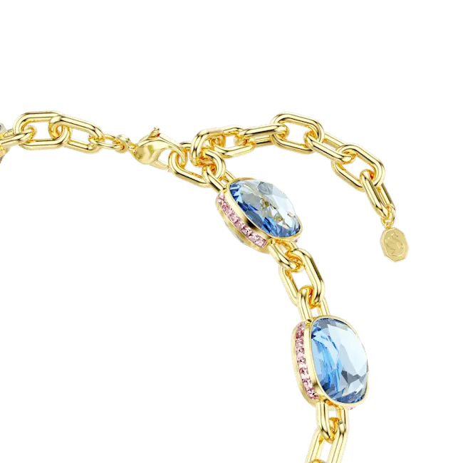 Swarovski Chroma Tennis Necklace Cushion Cut Gold-Tone Plated - Bluestreak Crystals