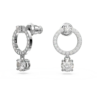 Swarovski Constella Hoop Earrings Round Cut White Rhodium Plated - Bluestreak Crystals