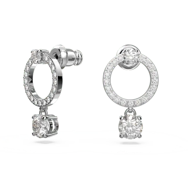 Swarovski Constella Hoop Earrings Round Cut White Rhodium Plated - Bluestreak Crystals