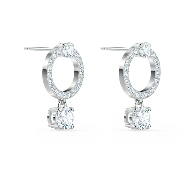 Swarovski Constella Hoop Earrings Round Cut White Rhodium Plated - Bluestreak Crystals