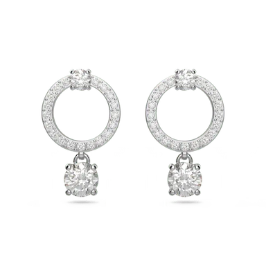 Swarovski Constella Hoop Earrings Round Cut White Rhodium Plated - Bluestreak Crystals