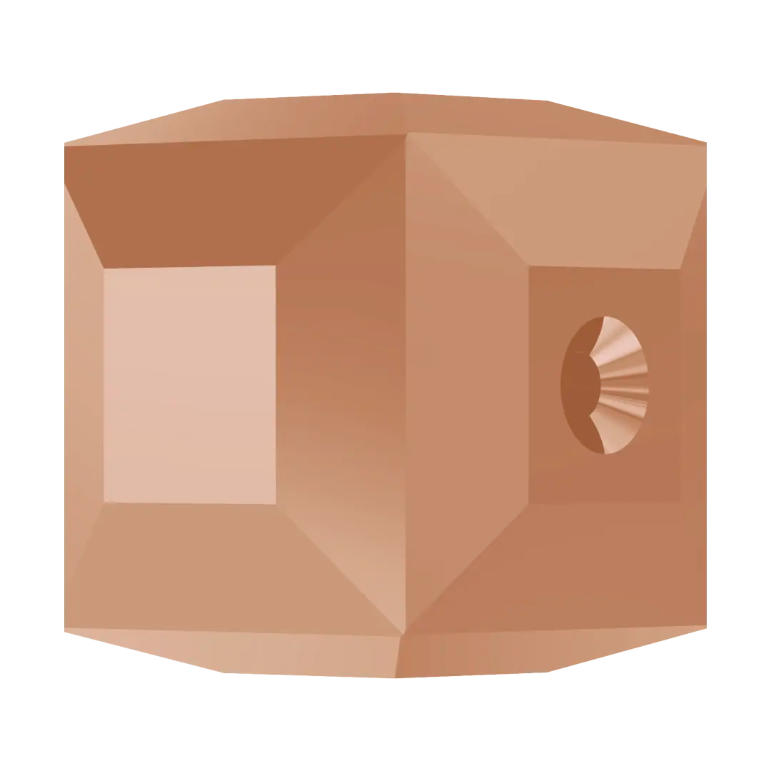 Swarovski Crystal Beads Cube (5601) Crystal Rose Gold 2X - Bluestreak Crystals