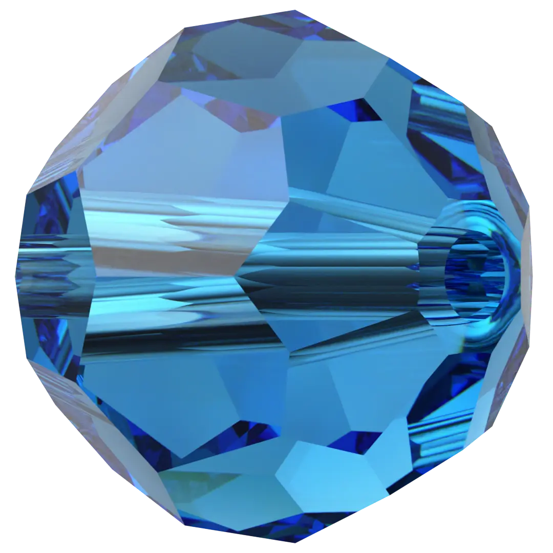 Swarovski Crystal Beads Round (5000) Capri Blue - Bluestreak Crystals