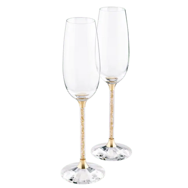 Swarovski Crystalline Toasting Flutes Gold Tone (Set of 2) - Bluestreak Crystals