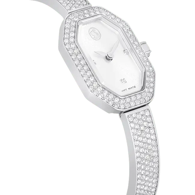 Swarovski Dextera Bangle Watch Swiss Made Metal Bracelet Silver Tone - Bluestreak Crystals