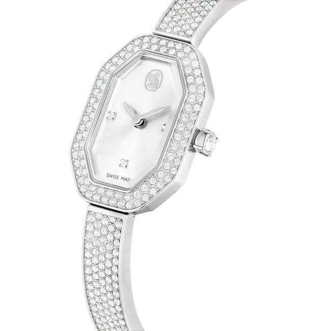 Swarovski Dextera Bangle Watch Swiss Made Metal Bracelet Silver Tone - Bluestreak Crystals
