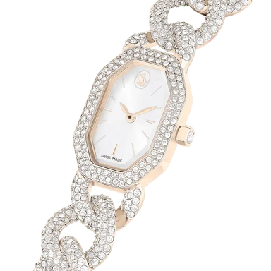 Swarovski Dextera Chain Watch Swiss Made Crystal Bracelet White Champagne Gold-Tone Finish - Bluestreak Crystals