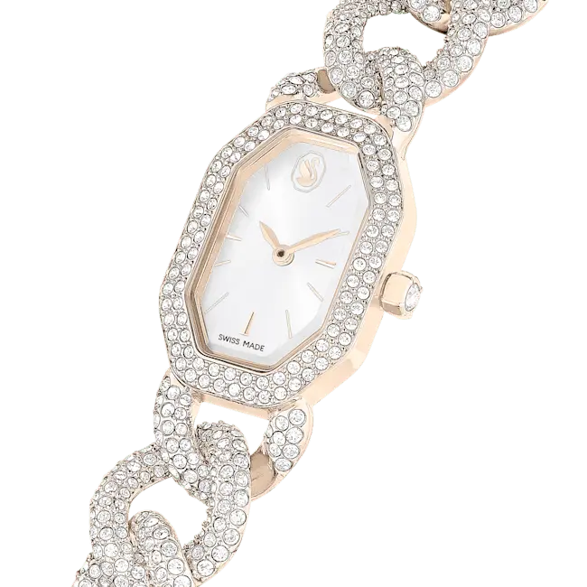 Swarovski Dextera Chain Watch Swiss Made Crystal Bracelet White Champagne Gold-Tone Finish - Bluestreak Crystals