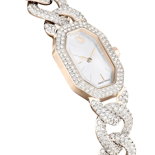 Swarovski Dextera Chain Watch Swiss Made Crystal Bracelet White Champagne Gold-Tone Finish - Bluestreak Crystals