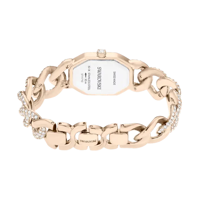 Swarovski Dextera Chain Watch Swiss Made Crystal Bracelet White Champagne Gold-Tone Finish - Bluestreak Crystals