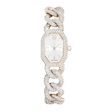 Swarovski Dextera Chain Watch Swiss Made Crystal Bracelet White Champagne Gold-Tone Finish - Bluestreak Crystals