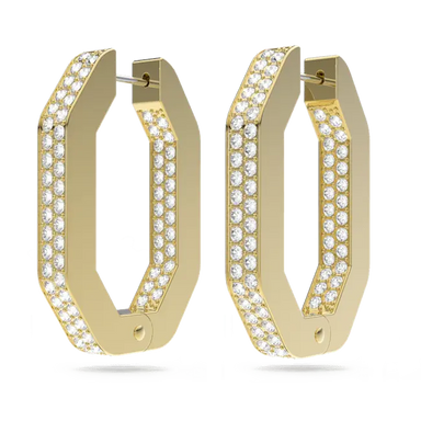 Swarovski Dextera Hoop Earrings Octagon Medium White Gold-Tone Plated - Bluestreak Crystals
