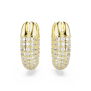 Swarovski Dextera Hoop Earrings Small White Gold-Tone Plated - Bluestreak Crystals