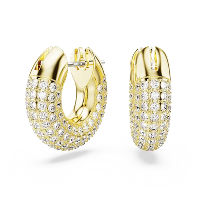 Swarovski Dextera Hoop Earrings Small White Gold-Tone Plated - Bluestreak Crystals