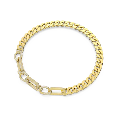 Swarovski Dextera Necklace Statement Mixed Links White Gold-Tone Plated - Bluestreak Crystals
