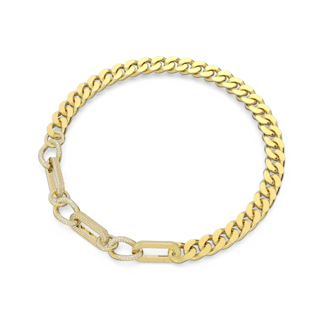Swarovski Dextera Necklace Statement Mixed Links White Gold-Tone Plated - Bluestreak Crystals