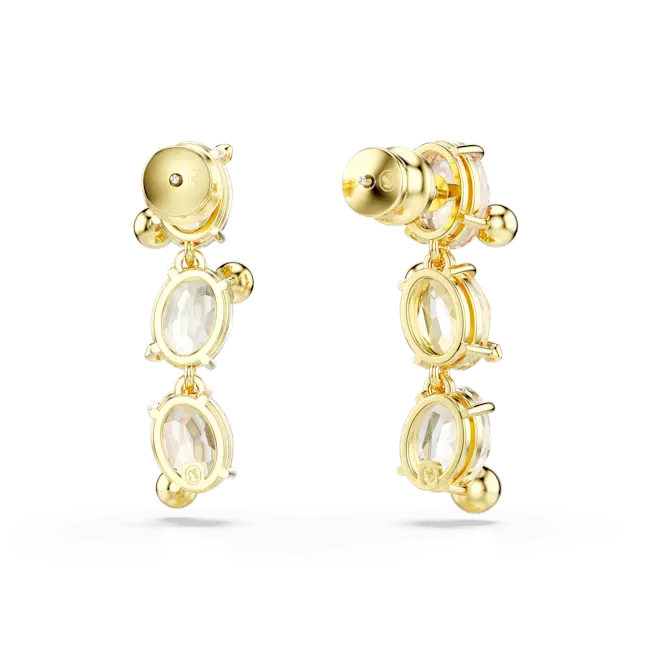 Swarovski Gema Drop Earrings Asymmetrical Mixed Cuts Multicolored Gold-Tone Plated - Bluestreak Crystals