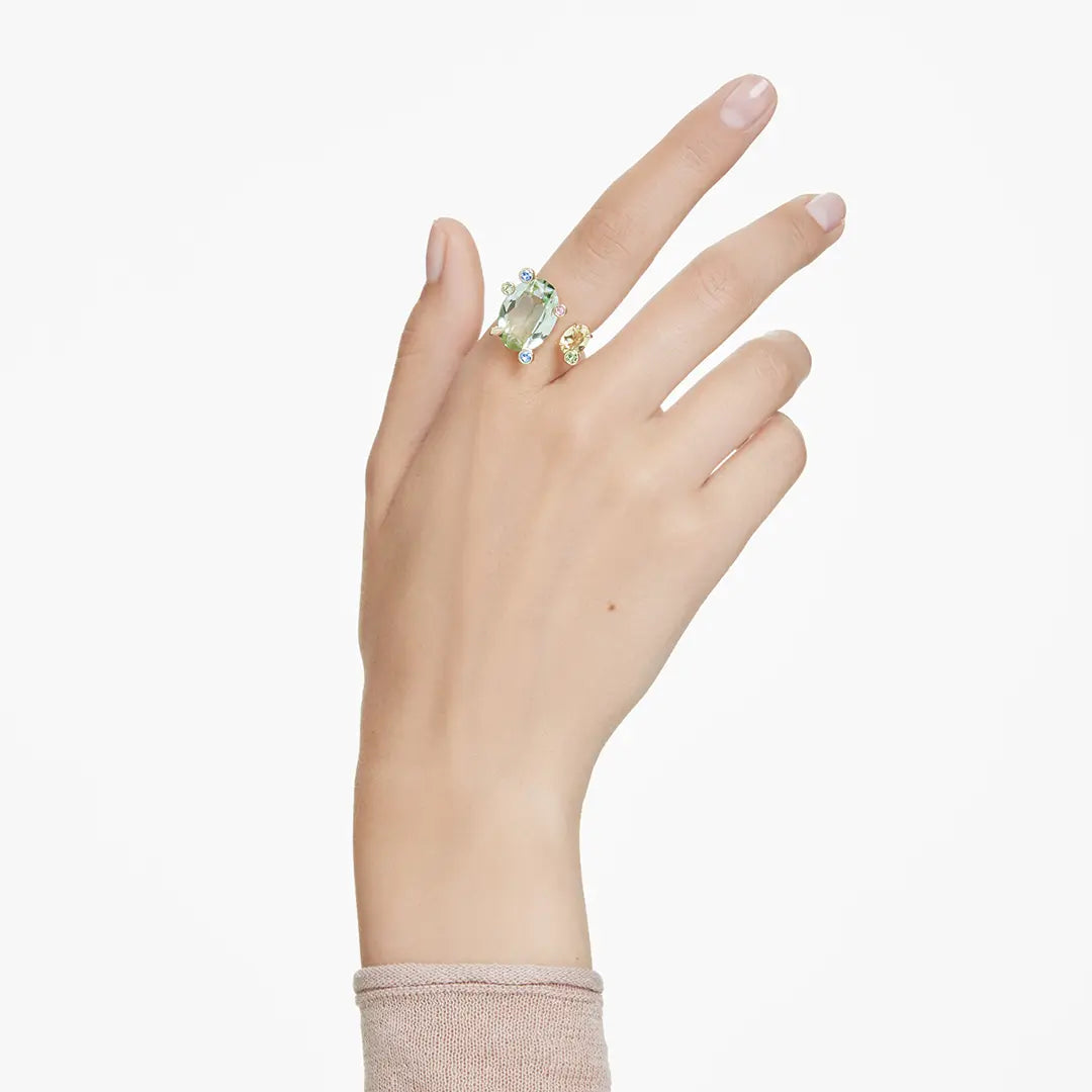 Swarovski Gema Ring Mixed Cuts Multicolored Gold-Tone Plated - Bluestreak Crystals