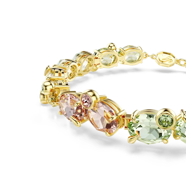 Swarovski Gema Tennis Bracelet Mixed Cuts Multicolored Gold-Tone Plated - Bluestreak Crystals