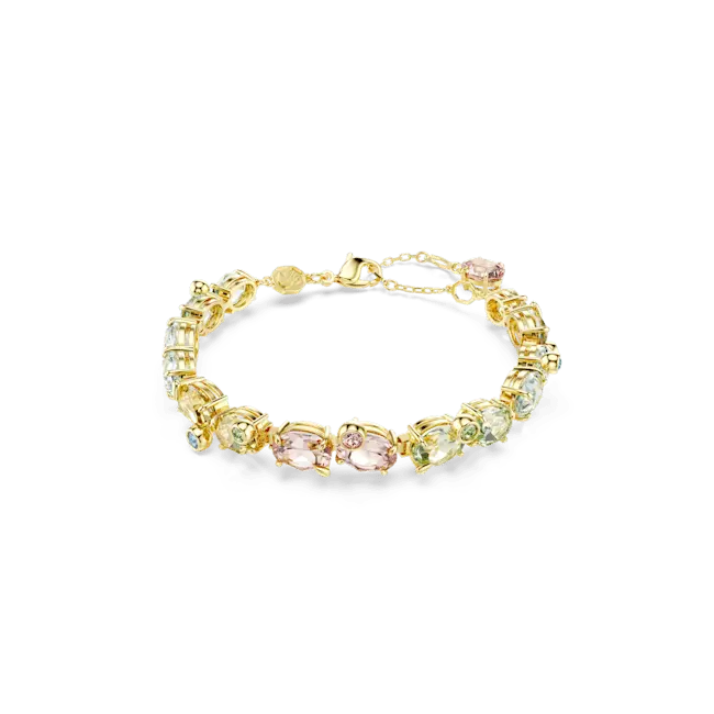 Swarovski Gema Tennis Bracelet Mixed Cuts Multicolored Gold-Tone Plated - Bluestreak Crystals