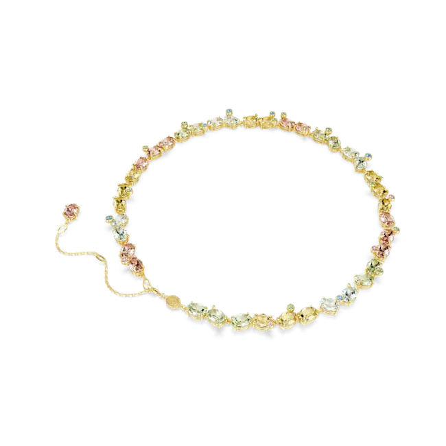 Swarovski Gema Tennis Necklace Mixed Cuts Multicoloured Gold-Tone Plated - Bluestreak Crystals