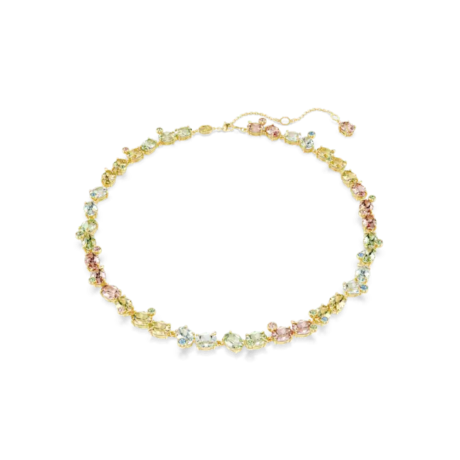 Swarovski Gema Tennis Necklace Mixed Cuts Multicoloured Gold-Tone Plated - Bluestreak Crystals