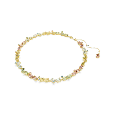 Swarovski Gema Tennis Necklace Mixed Cuts Multicoloured Gold-Tone Plated - Bluestreak Crystals