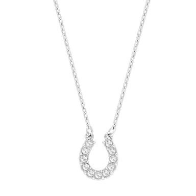 Swarovski Horseshoe Necklace White Rhodium Plated - Bluestreak Crystals