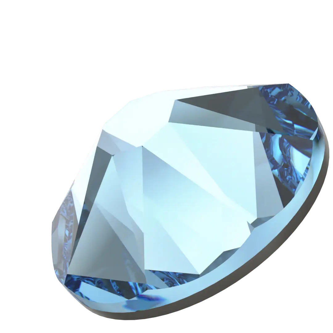 Swarovski Flat Back Crystals Non Hotfix (2000, 2058 & 2088) Aquamarine - Bluestreak Crystals
