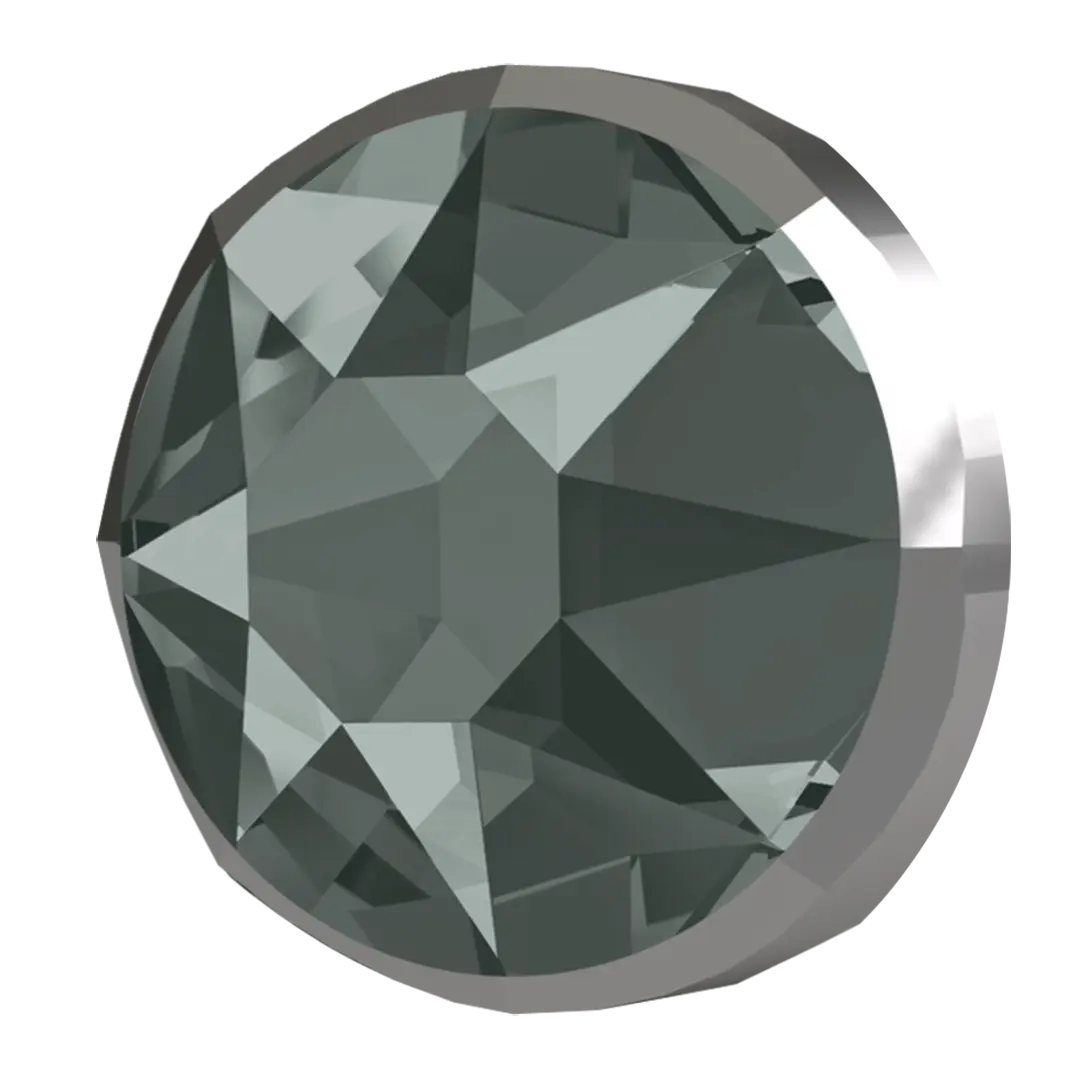 Swarovski Hotfix Flat Back Crystals Rimmed (2078/I) Black Diamond & Crystal Light Chrome - Bluestreak Crystals
