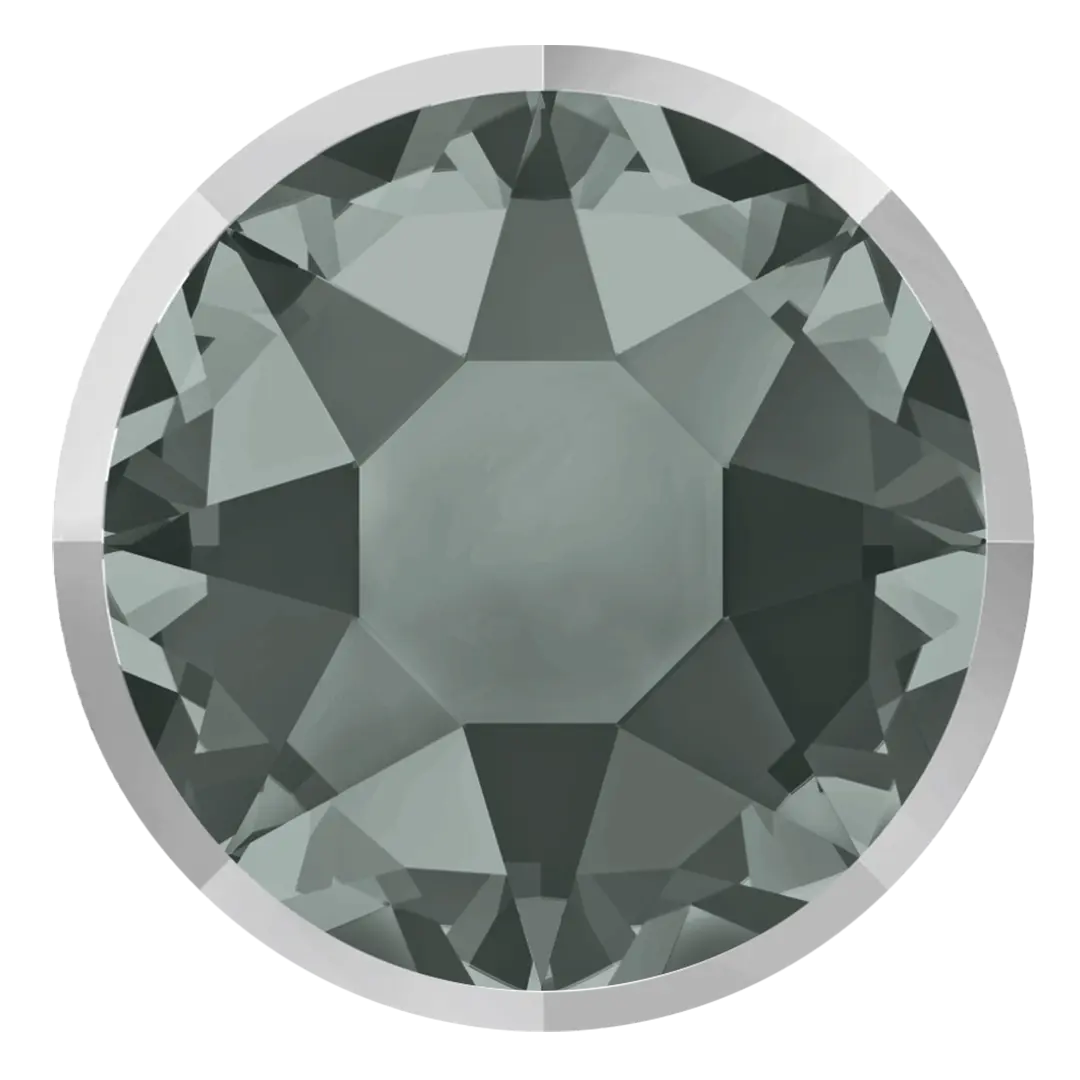 Swarovski Hotfix Flat Back Crystals Rimmed (2078/I) Black Diamond & Crystal Light Chrome - Bluestreak Crystals