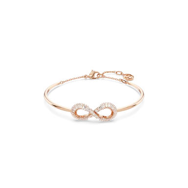 Swarovski Hyperbola Bangle Infinity White Rose Gold-Tone Plated - Bluestreak Crystals