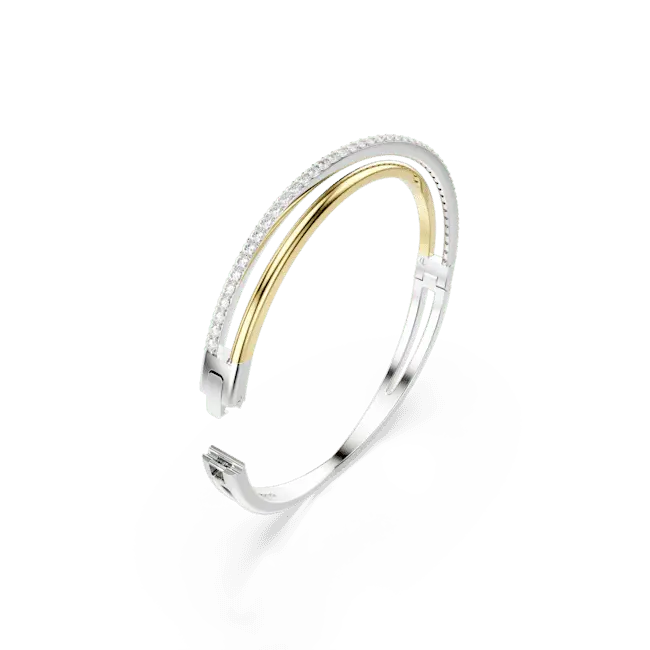 Swarovski Hyperbola Bangle White Mixed Metal Finish - Bluestreak Crystals